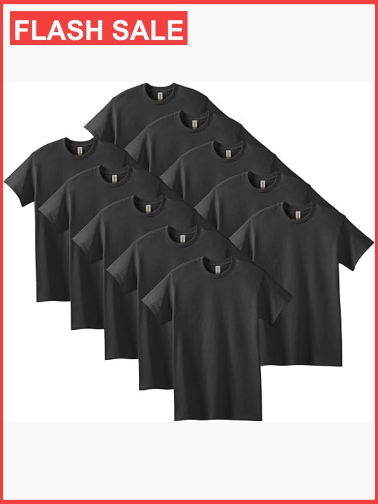 Adult Heavy Cotton T-Shirt, Classic Fit, Short Sleeve, Multipack Of 10